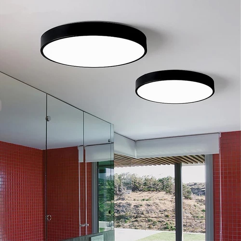 PLAFONIERA LED 70W ROTONDA LAMPADA DA SOFFITTO NERO LAMPADARIO LUCE FREDDA 02591 - 6