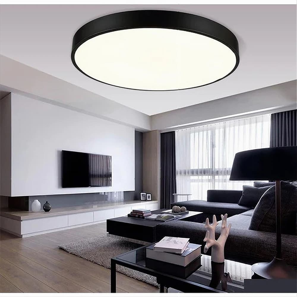 PLAFONIERA LED 70 W ROTONDA LAMPADA SOFFITTO NERO LAMPADARIO LUCE NATURALE 02607 - 4