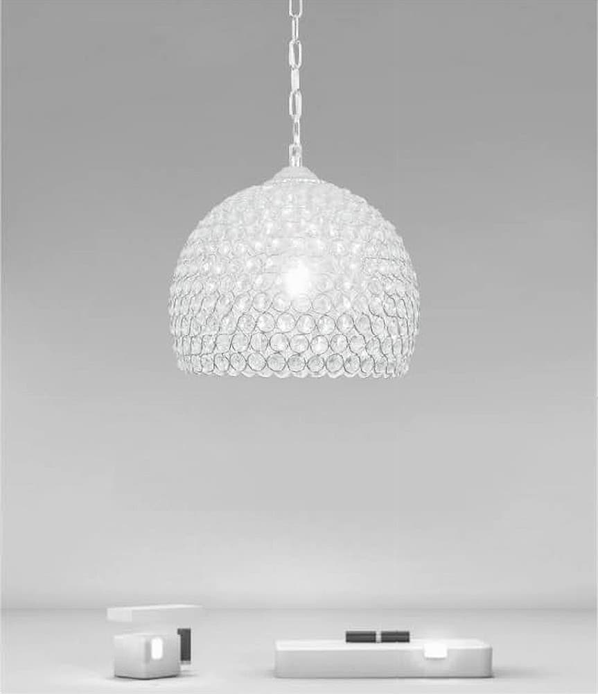 LAMPADARIO A SOSPENSIONE SEMI SFERA ARGENTO CUPOLA CRISTALLI INCASTRATI E27 32965 - 3