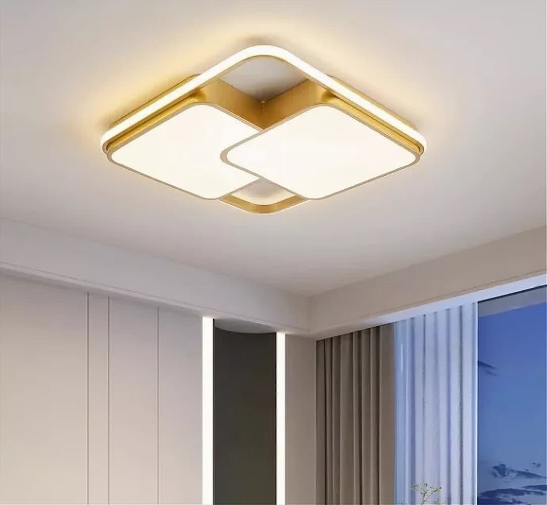 PLAFONIERA LED 48W QUADRATO ORO MODERNO LAMPADARIO SOFFITTO LUCE NATURALE 71455 - 8