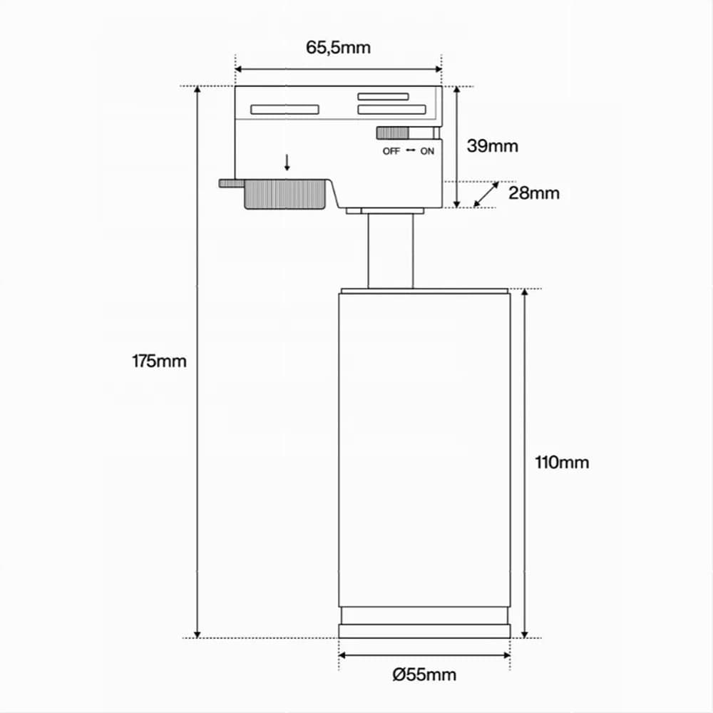 LAMPADA PORTAFARETTO CILINDRICO PER BINARIO MONOFASE ORIENTABILE ATTACCO GU10 194C - 20
