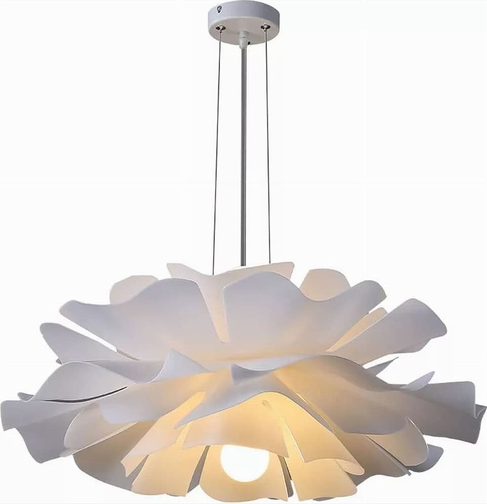 LAMPADARIO A SOSPENSIONE A FORMA DI FIORE PETALI BIANCO LUCE ATTACCO E27 IP20 71607 - 5