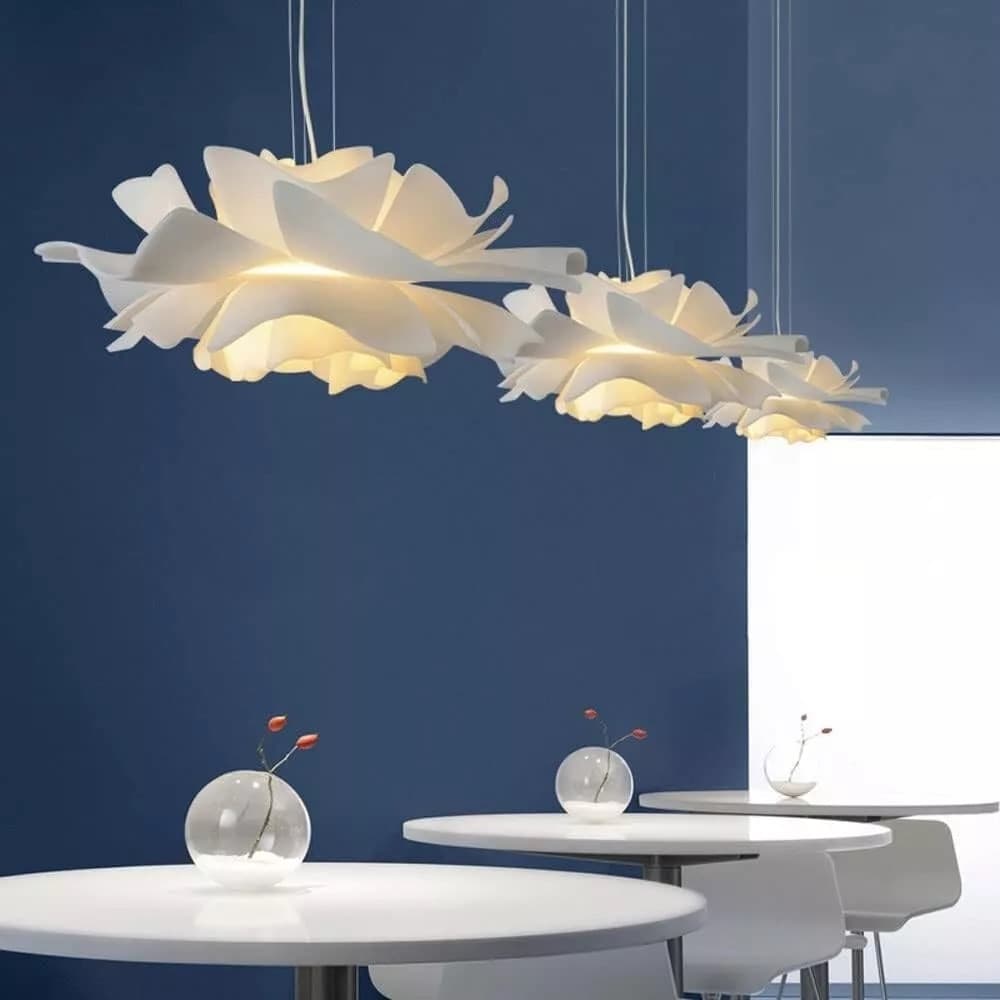 LAMPADARIO A SOSPENSIONE A FORMA DI FIORE PETALI BIANCO LUCE ATTACCO E27 IP20 71607 - 6