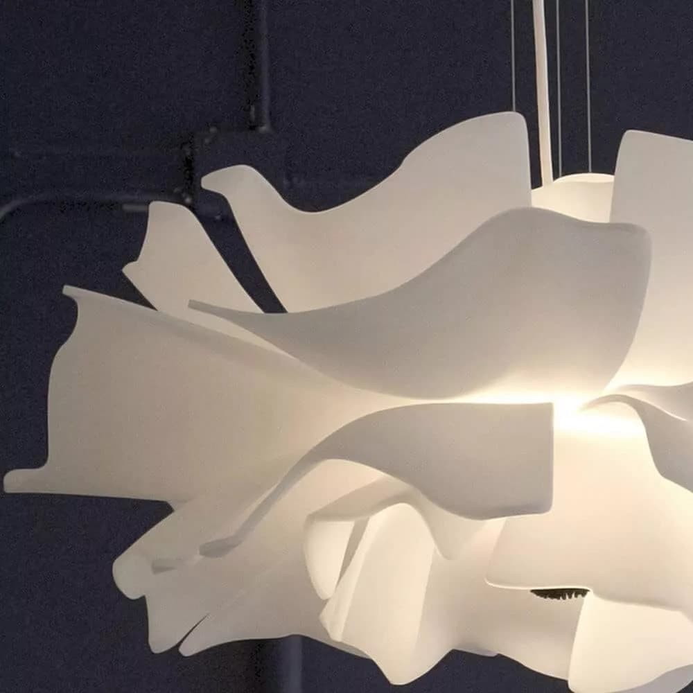 LAMPADARIO A SOSPENSIONE A FORMA DI FIORE PETALI BIANCO LUCE ATTACCO E27 IP20 71607 - 8