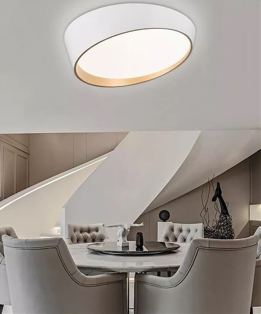 PLAFONIERA LED 68W BIANCO ORO LAMPADARIO SOFFITTO TONDO IRREGOLARE LUCE NATURALE 32781 - 9