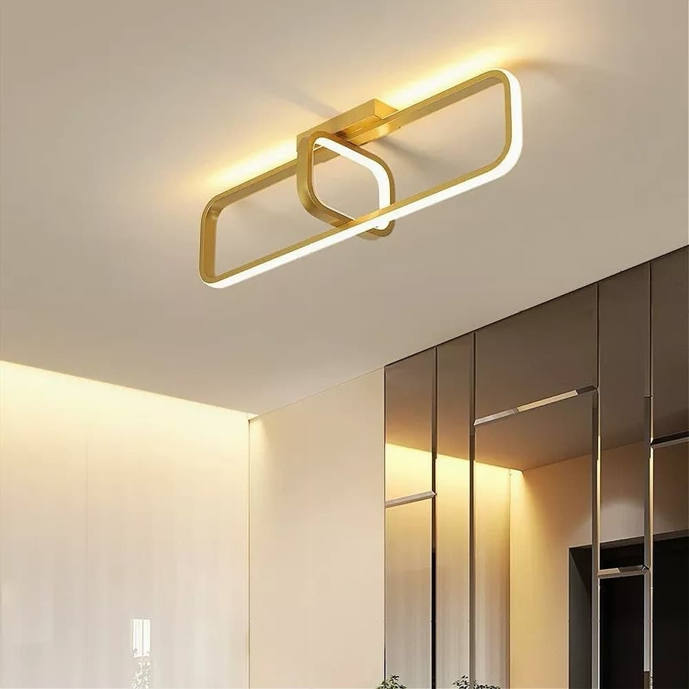 PLAFONIERA LED 32 W RETTANGOLARE ORO DESIGN MODERNO LAMPADARIO A SOFFITTO 50224 - 8
