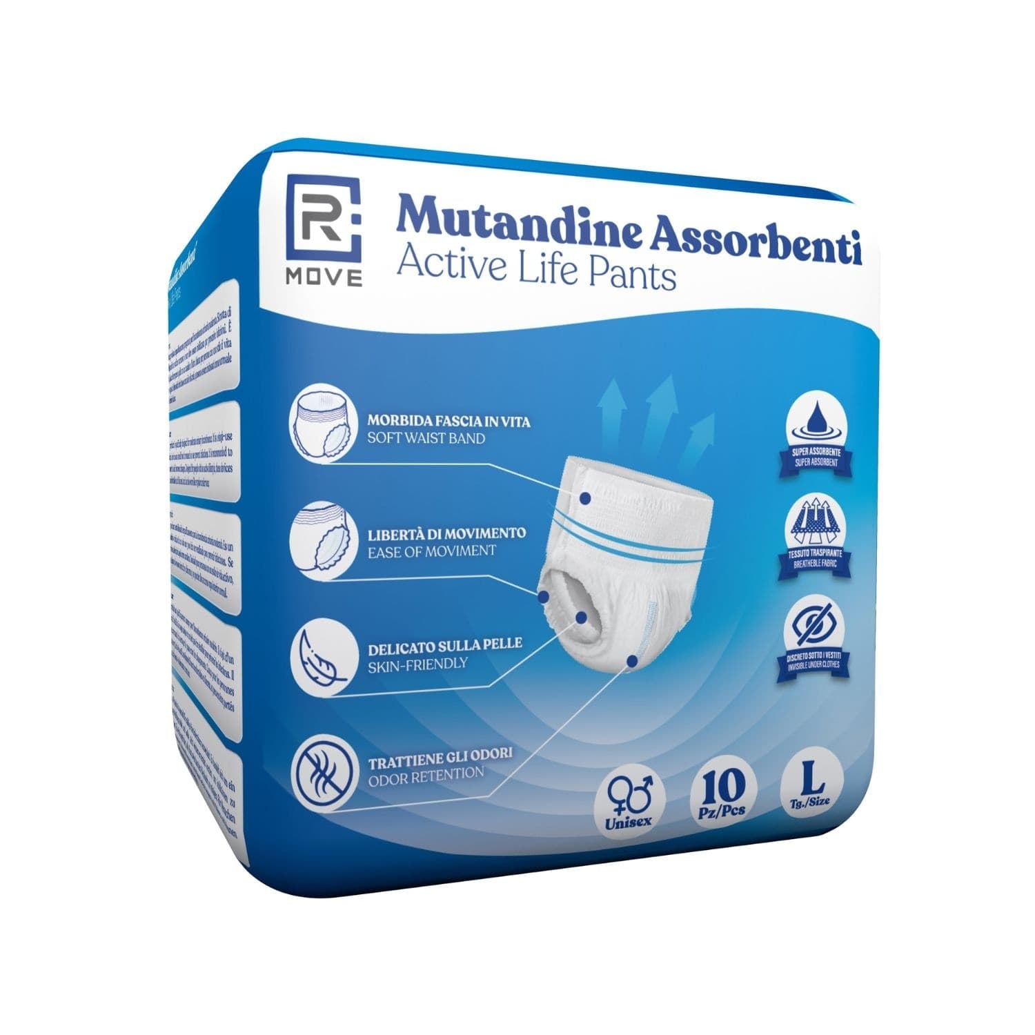 1 Conf. da 10 pz L Mutandine Assorbenti ActiveLife Adulto RMOVE
