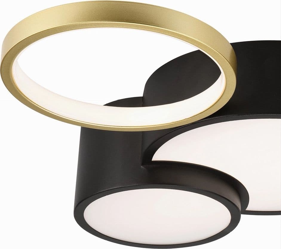 PLAFONIERA LED 36W 4 CERCHI ORO NERO LAMPADA DA SOFFITTO MODERNO LUCE 4000K 70951 - 10