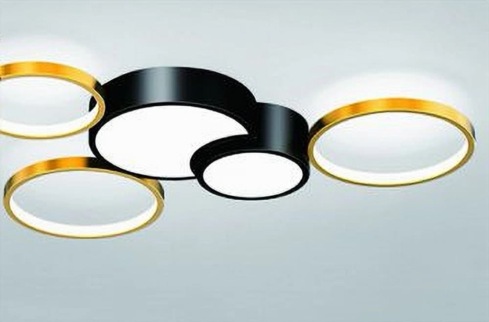 PLAFONIERA LED 48W 5 CERCHI ORO NERO LAMPADA DA SOFFITTO MODERNO LUCE 6500K 71022 - 5