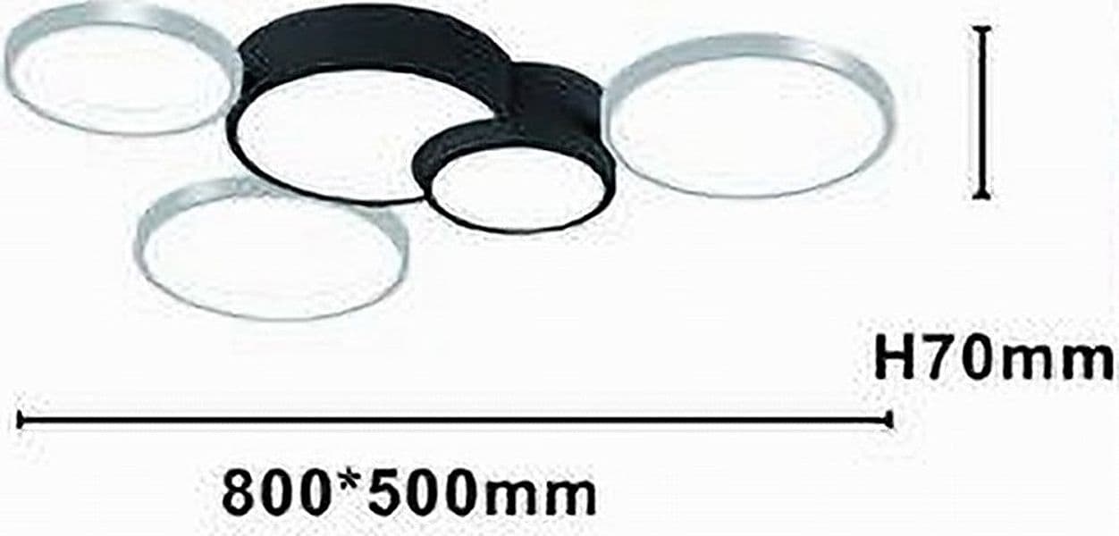 PLAFONIERA LED 48W 5 CERCHI ARGENTO NERO LAMPADA SOFFITTO MODERNO LUCE 6500K 70982 - 3