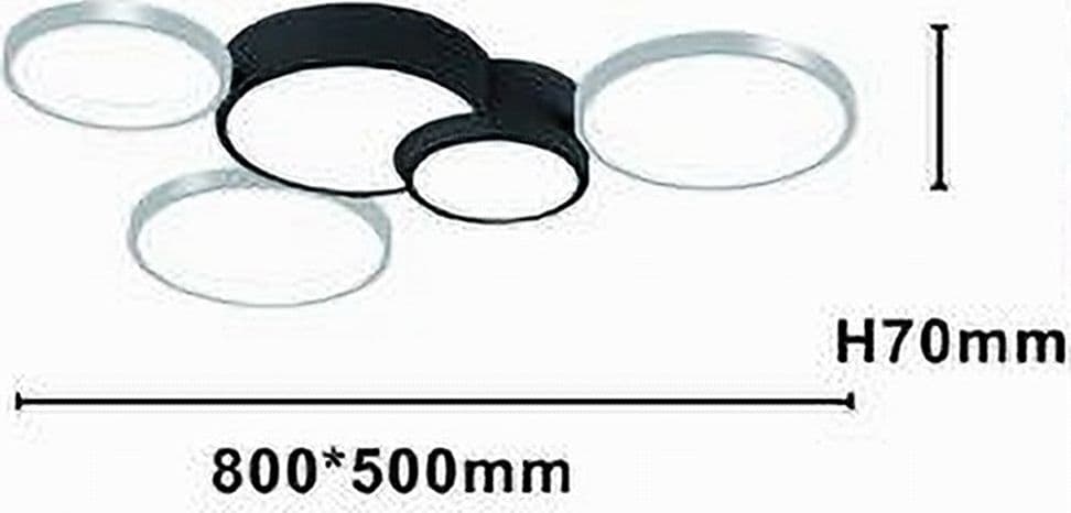 PLAFONIERA LED 48W 5 CERCHI ARGENTO NERO LAMPADA SOFFITTO MODERNO LUCE 6500K 70982 - 3