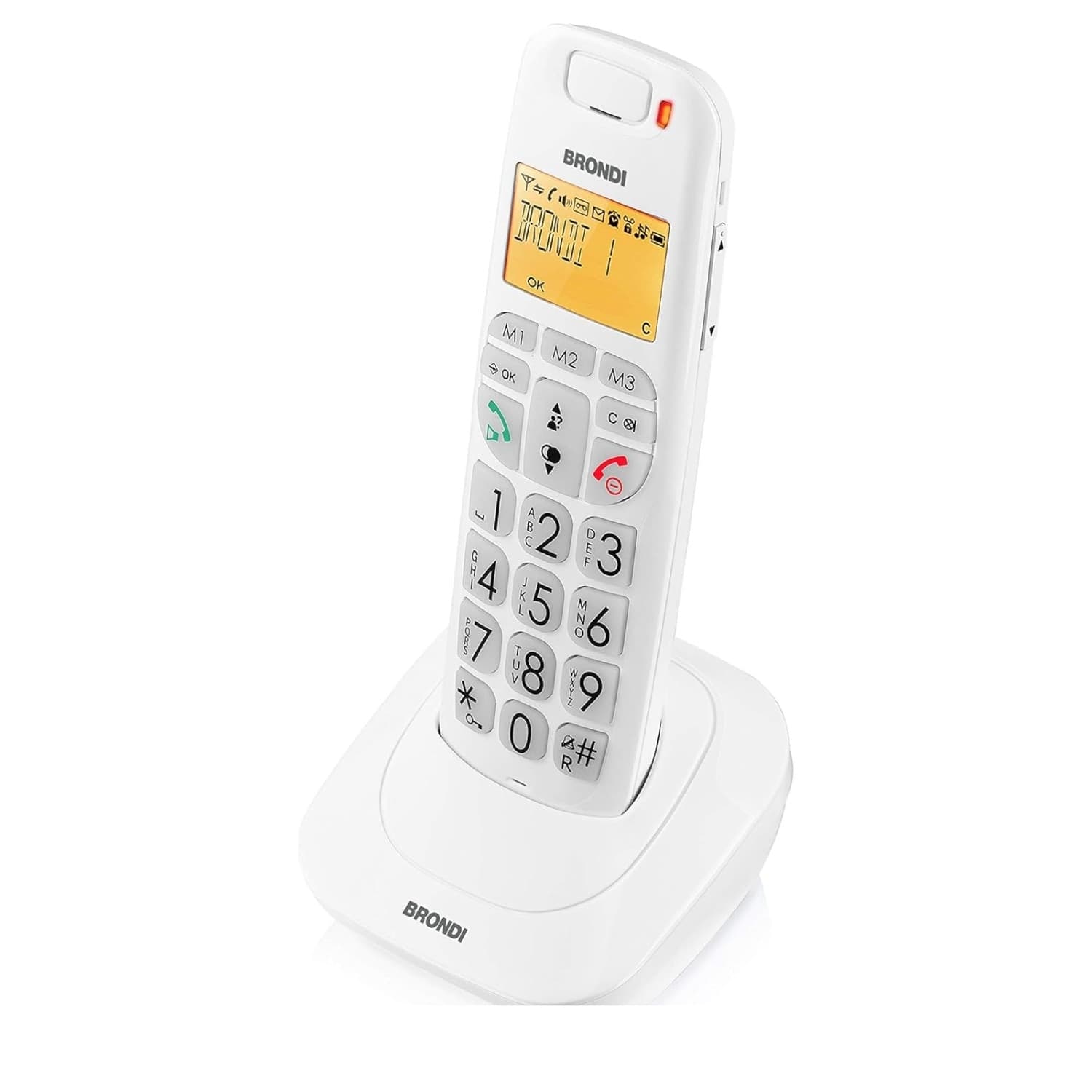 Brondi Cordless Bravo Bright Bianco/Grigio – Display Retroilluminato,BOOST, Rubrica 20 Contatti, ECO DECT, Vivavoce - 2