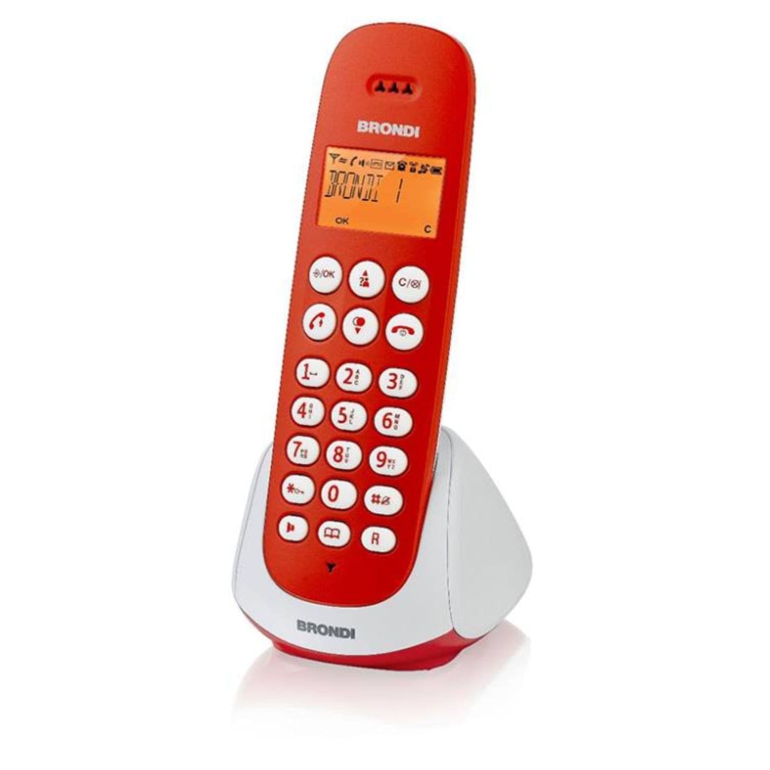 Brondi Cordless Adara Rosso/Bianco – Display Alfanumerico, Rubrica 20 Contatti, ECO DECT, Vivavoce, 10 Suonerie - 3