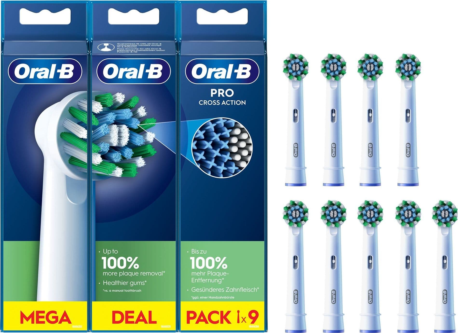 Braun Oral-b Ricambio Spazzolino Elettrico 9 Testine Cross Action Pro White Eb50 - 3