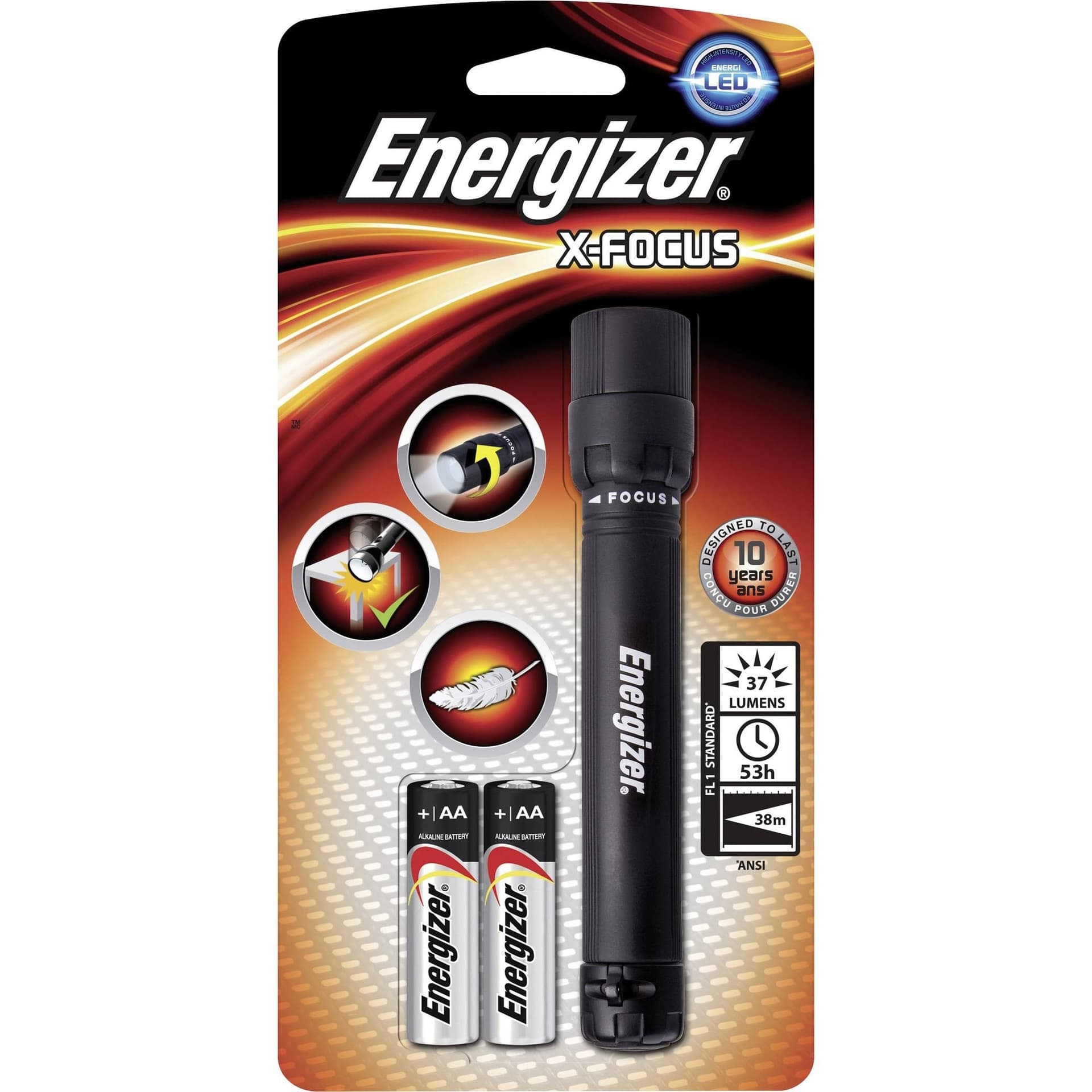 Energizer Torcia LED X-Focus + 2 Batterie Stilo AA 50lum 45h 45m - 4