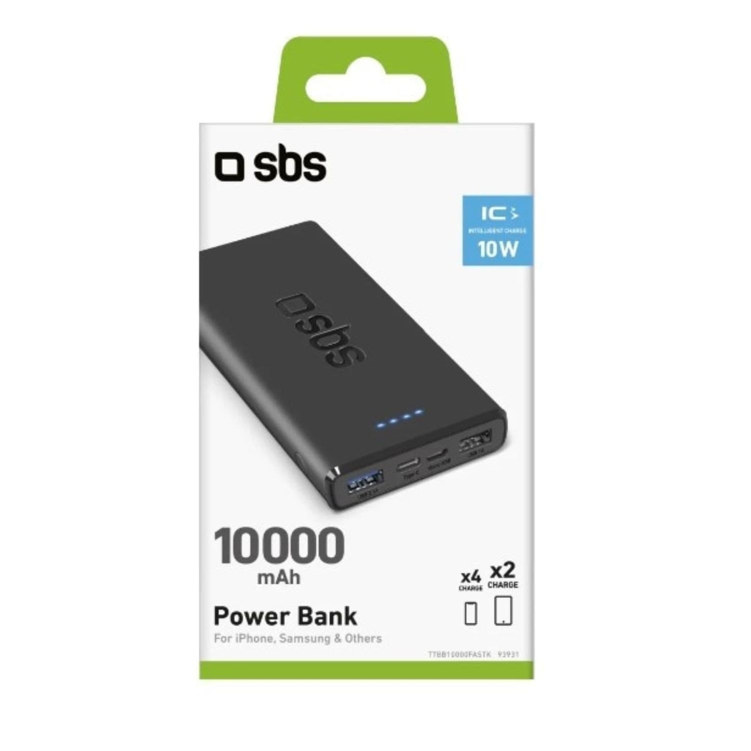 Sbs Power Bank 10.000 Mah Extra Slim Con Porta Usb 2.1 - 2