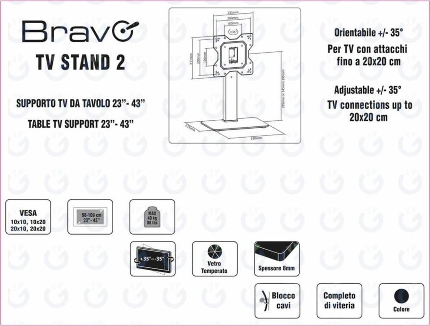 Bravo TV Stand 2 Supporto Da Tavolo Portata 23”-43” max 40kg - 3