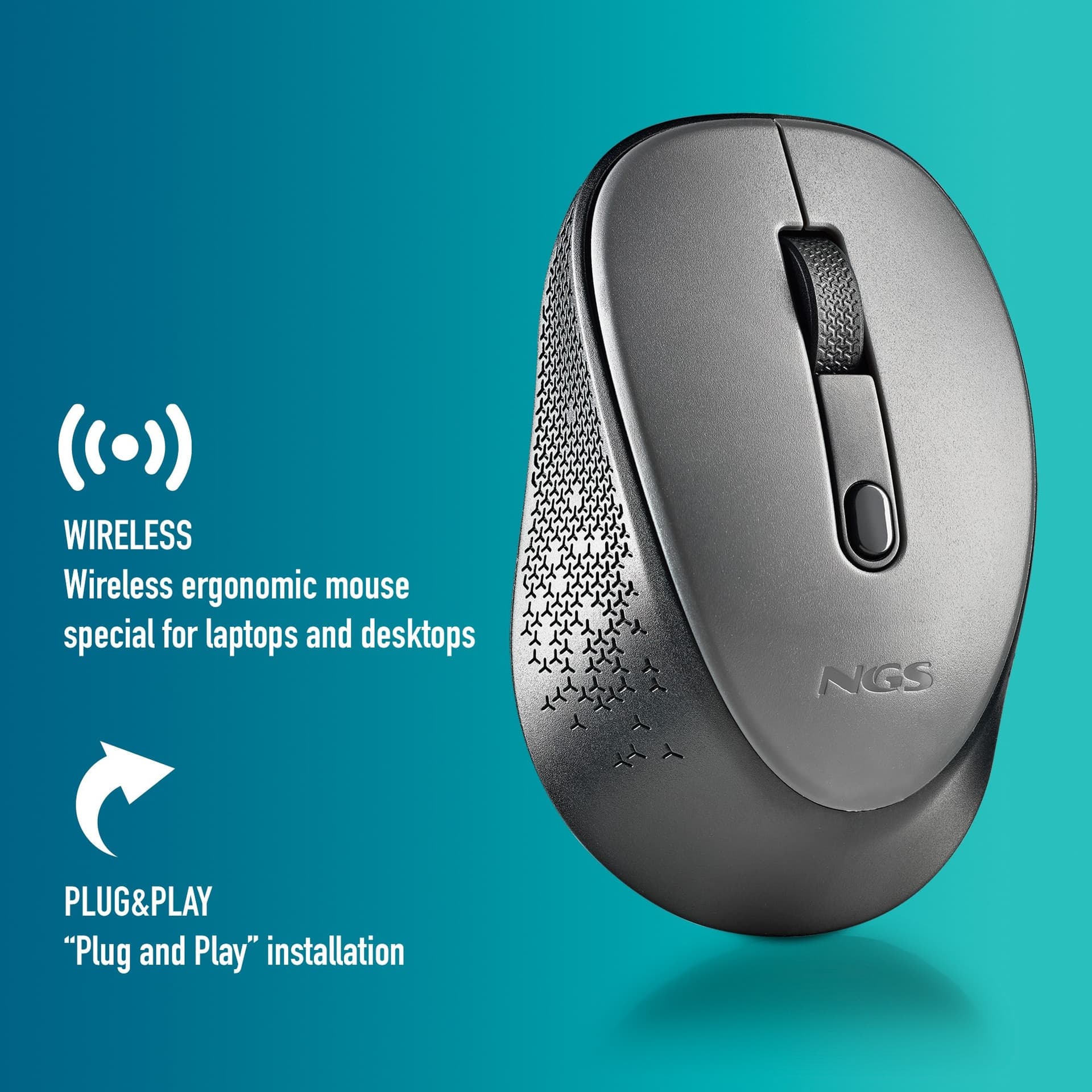 Ngs Mouse Wireless Con Pulsanti Silenziosi Dew Gray - 5