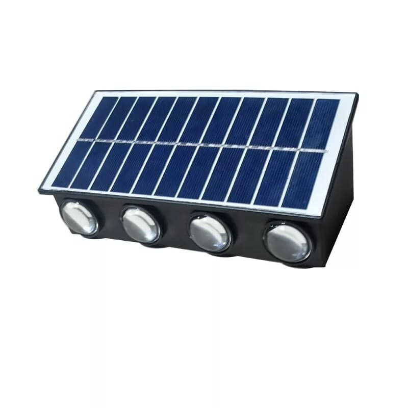 APPLIQUE-LAMPADA-SOLARE-8/10/12-LED-MURO-PARETE-IP65-BIDIREZIONALE-SWITCH-luce-calda-e-fredda