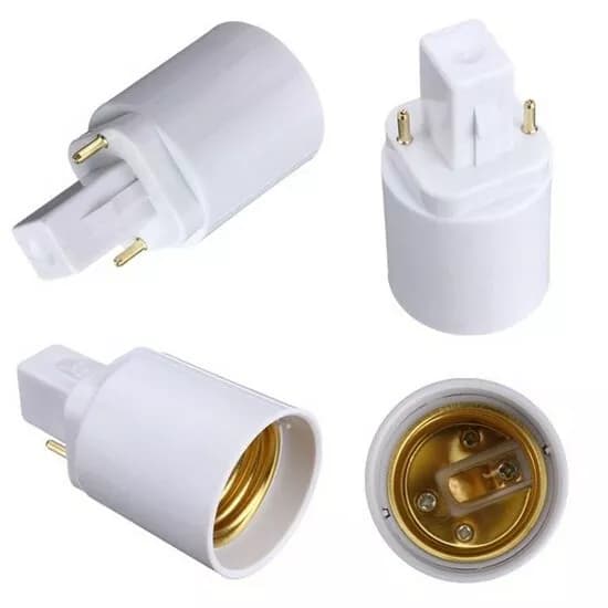 1 CONVERTITORE ADATTATORE PORTA LAMPADA G24 IN E27 220V 2 PIN MODIFICA LUCI LED FLUORESCENZA BIANCO - 2