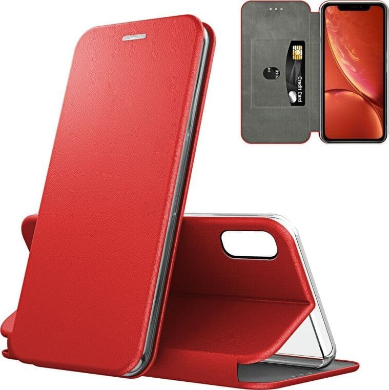custodia a libro samsung S10e con porta carte di credito red