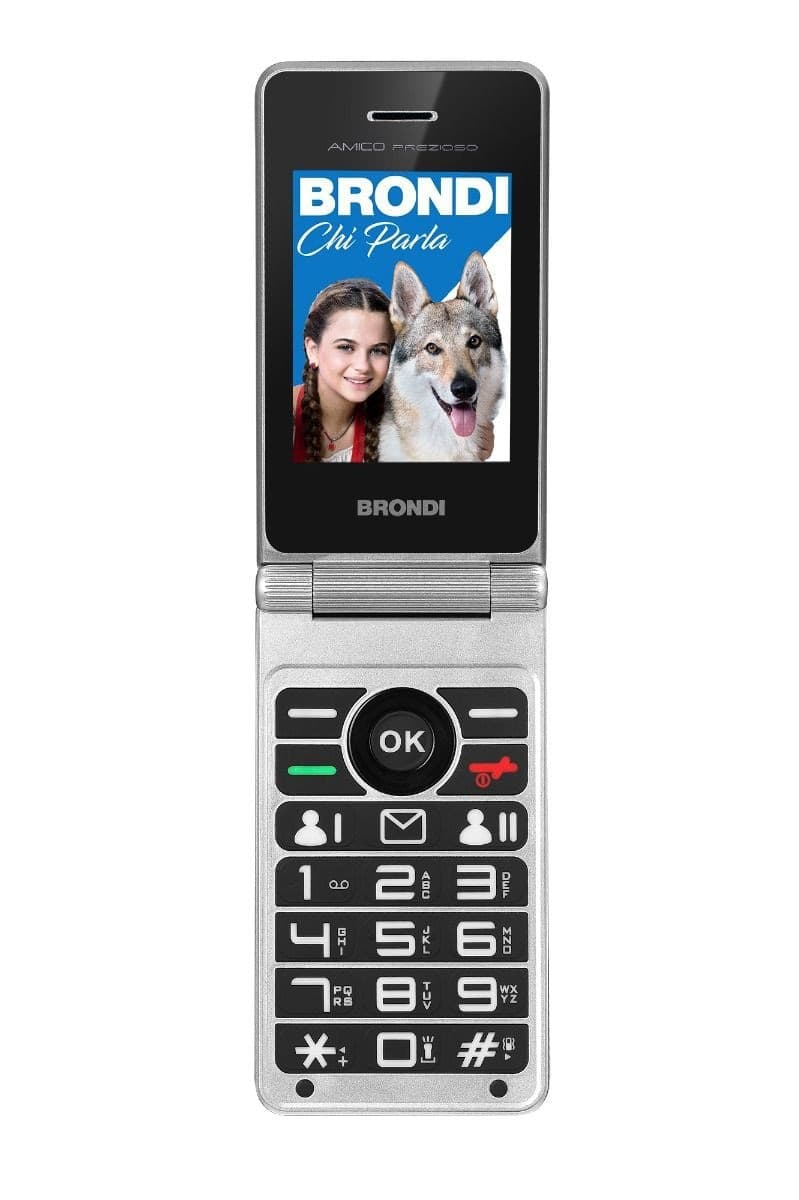 telefono gsm brondi amico prezioso blu clamshell dual sim quadri band  display 2.8 flip attivo e base di ricarica - 3