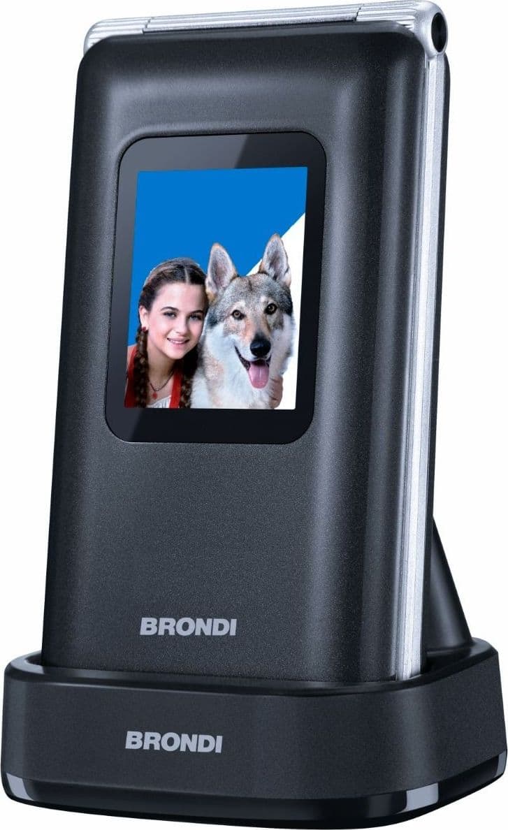 telefono gsm brondi amico prezioso nero clamshell dual sim  quadri band color display 2.8 flip attivo ebase di ricarica - 3