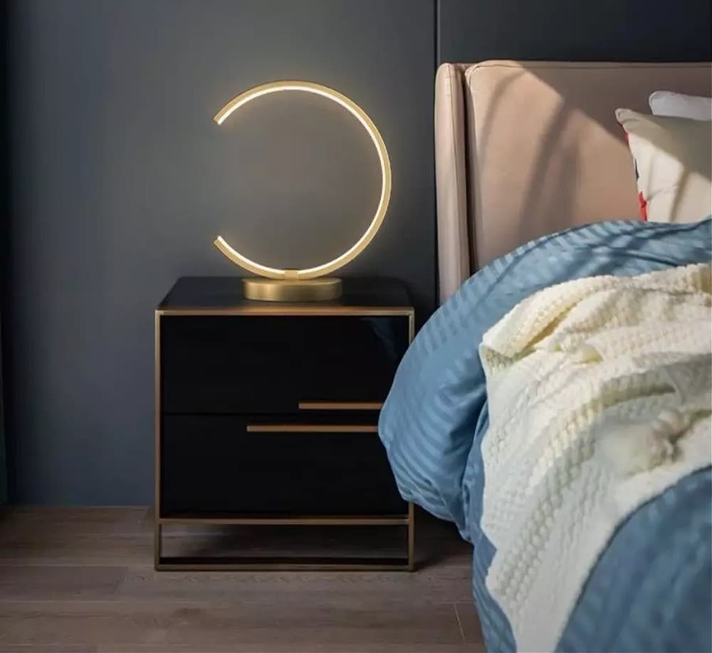 LAMPADA DA TAVOLO LED 12 W DESIGN CURVA ORO TOUCH SCRIVANIA COMODINO IP20 32729 - 6
