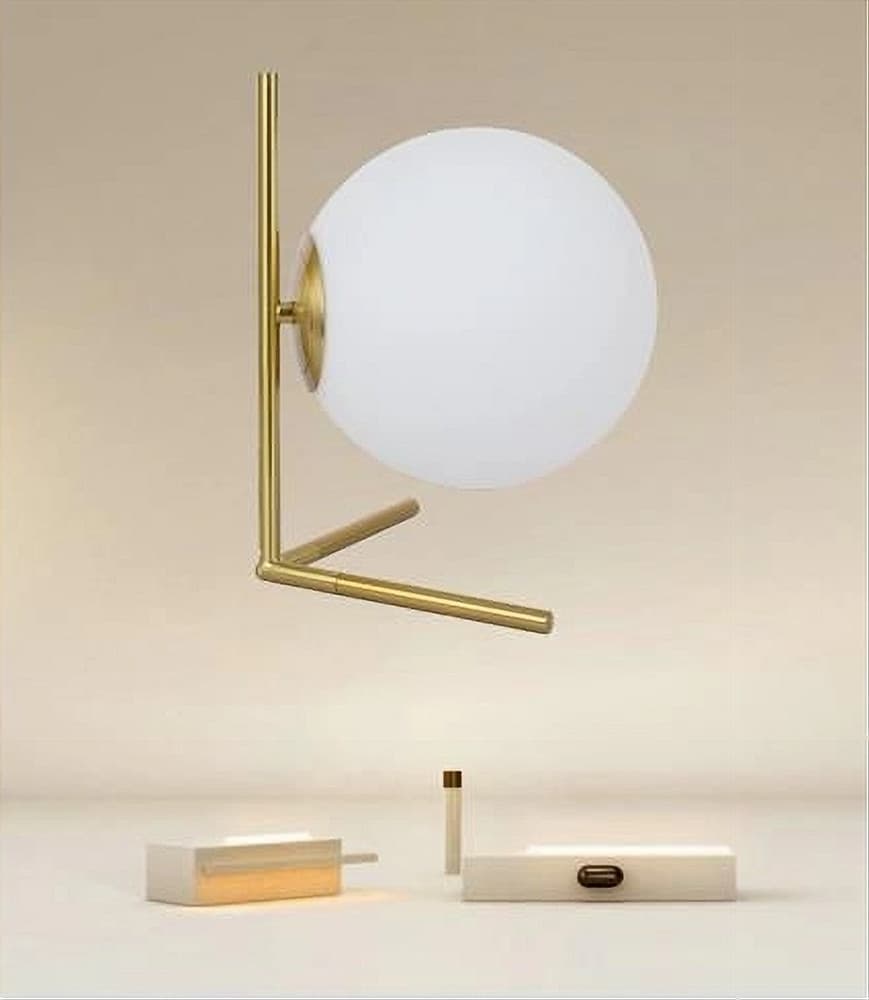 LAMPADA DA TAVOLO SCRIVANIA RAMO CON SFERA IN VETRO LUCE ATTACCO E27 ORO 33870 - 6