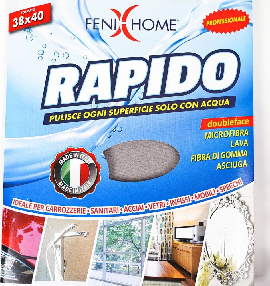 PANNO RAPIDO 3 PZ LAVA SGRASSA E ASCIUGA IN MICROFIBRA FIBRA DI GOMMA MULTIUSO - 4