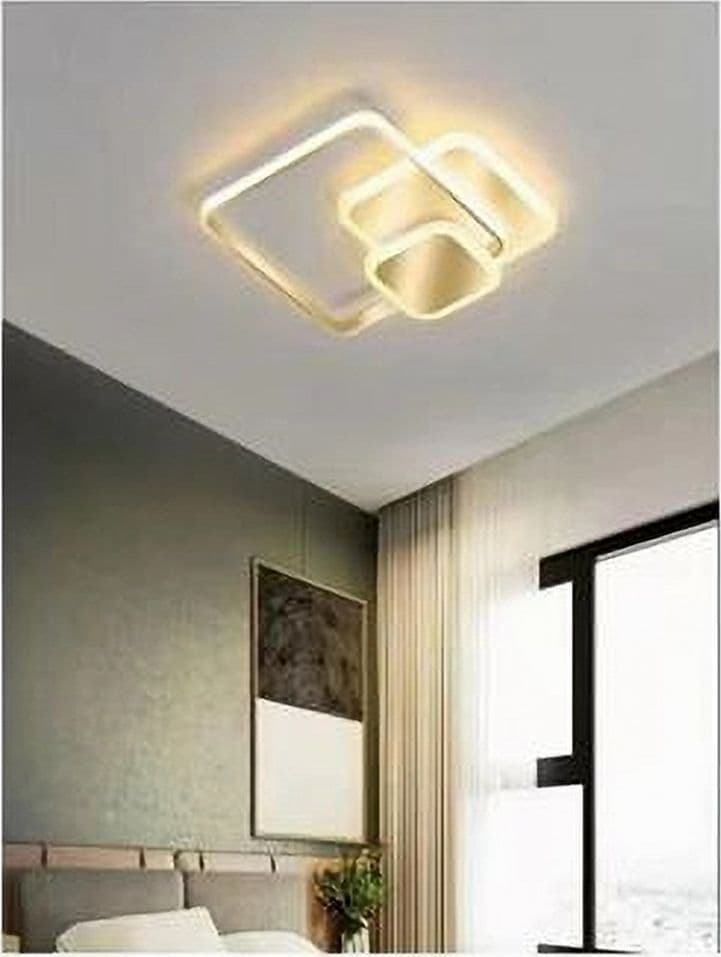 PLAFONIERA LUCE NATURALE LED QUADRATA 50W LAMPADARIO A SOFFITTO ORO MODERNO 50071 - 7