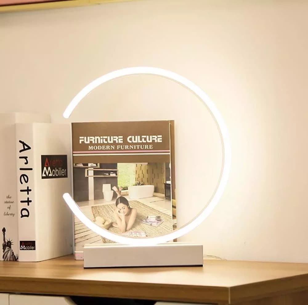 LAMPADA DA TAVOLO LED 12W DESIGN CURVA BIANCO TOUCH SCRIVANIA COMODINO IP20 32736 - 4