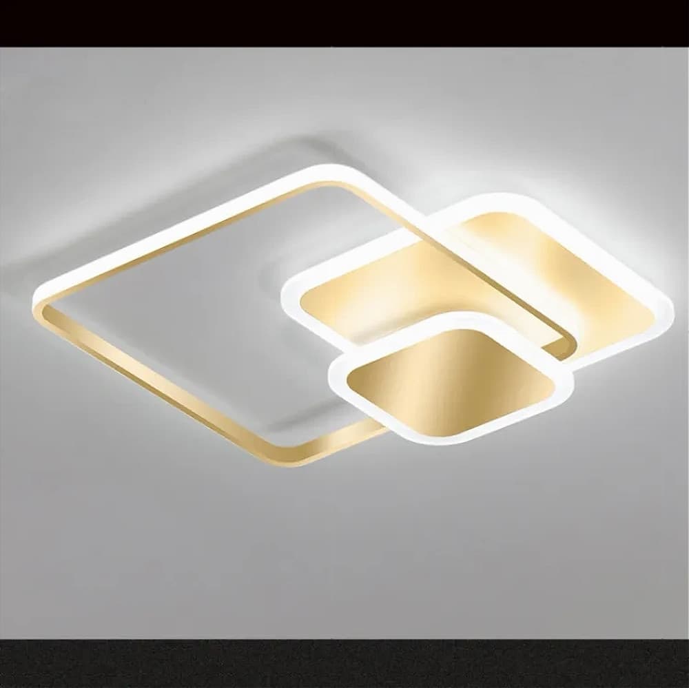 PLAFONIERA LUCE FREDDA LED QUADRATA 50 W LAMPADARIO A SOFFITTO ORO MODERNO 50088 - 5