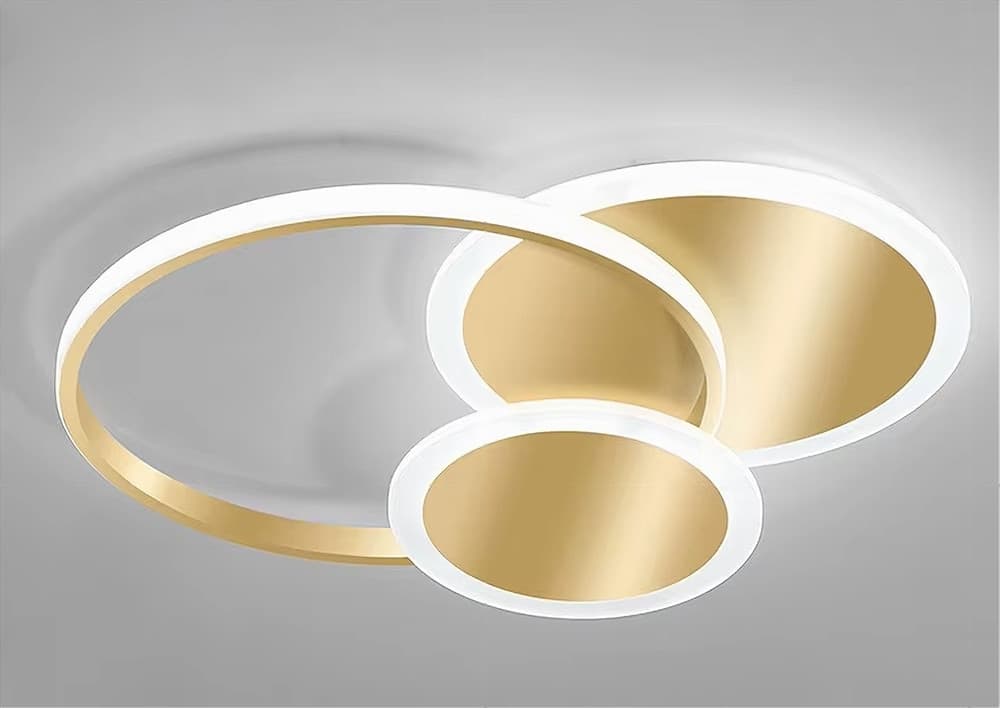 PLAFONIERA LUCE FREDDA LED CERCHI 38 W LAMPADARIO DA SOFFITTO ORO MODERNO 50040 - 8