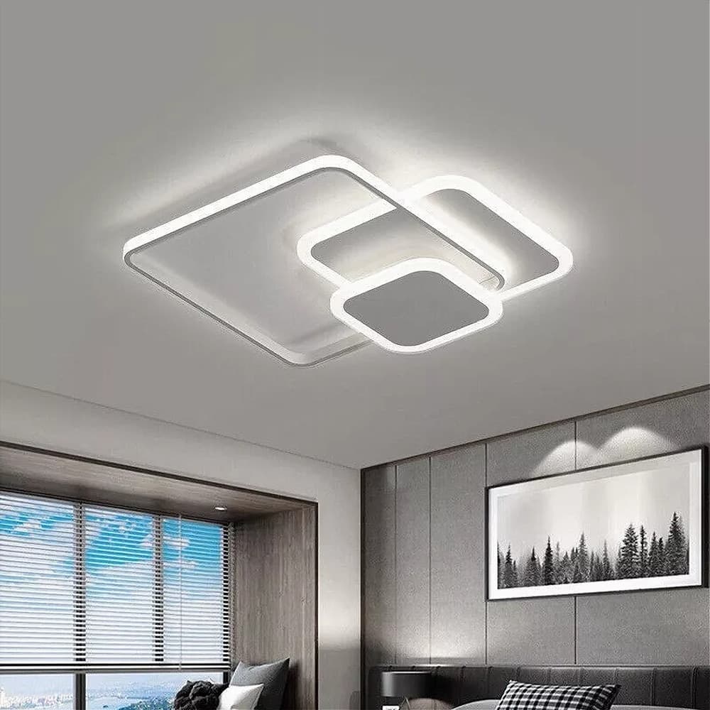 PLAFONIERA LUCE FREDDA LED QUADRATA 50W LAMPADARIO SOFFITTO BIANCO MODERNO 50064 - 12
