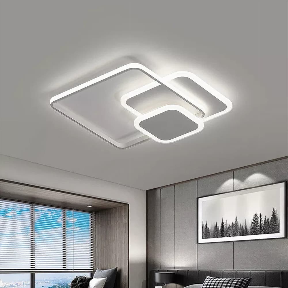 PLAFONIERA LUCE FREDDA LED QUADRATA 50W LAMPADARIO SOFFITTO BIANCO MODERNO 50064 - 8