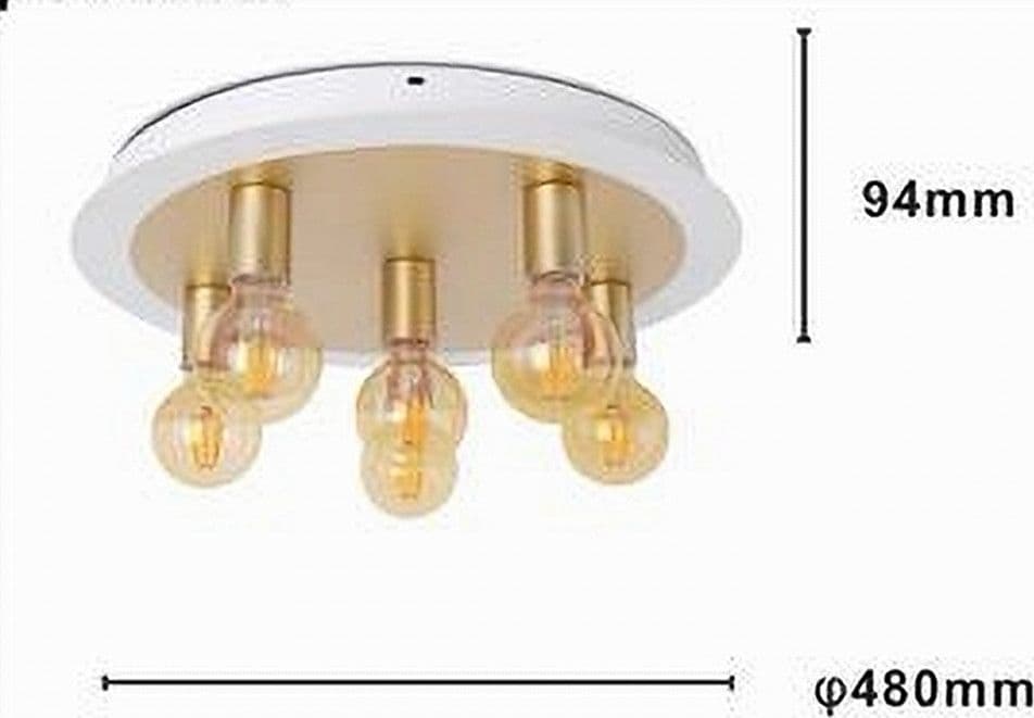 PLAFONIERA A SOFFITTO IN METALLO ORO BIANCO CON 5 LUCI LAMPADA ATTACCO E27 32675 - 2