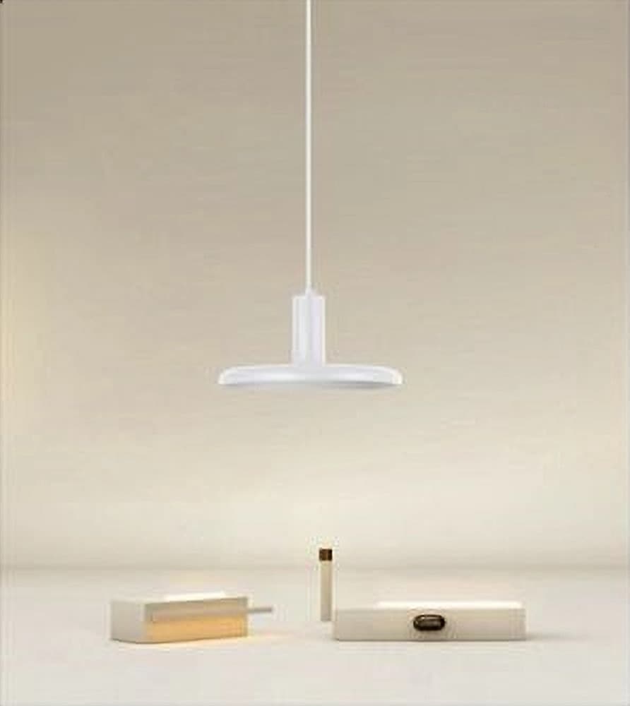 LAMPADARIO A SOSPENSIONE DESIGN MODERNO CON PARALUME IN FERRO BIANCO E27 IP20 33740 - 4
