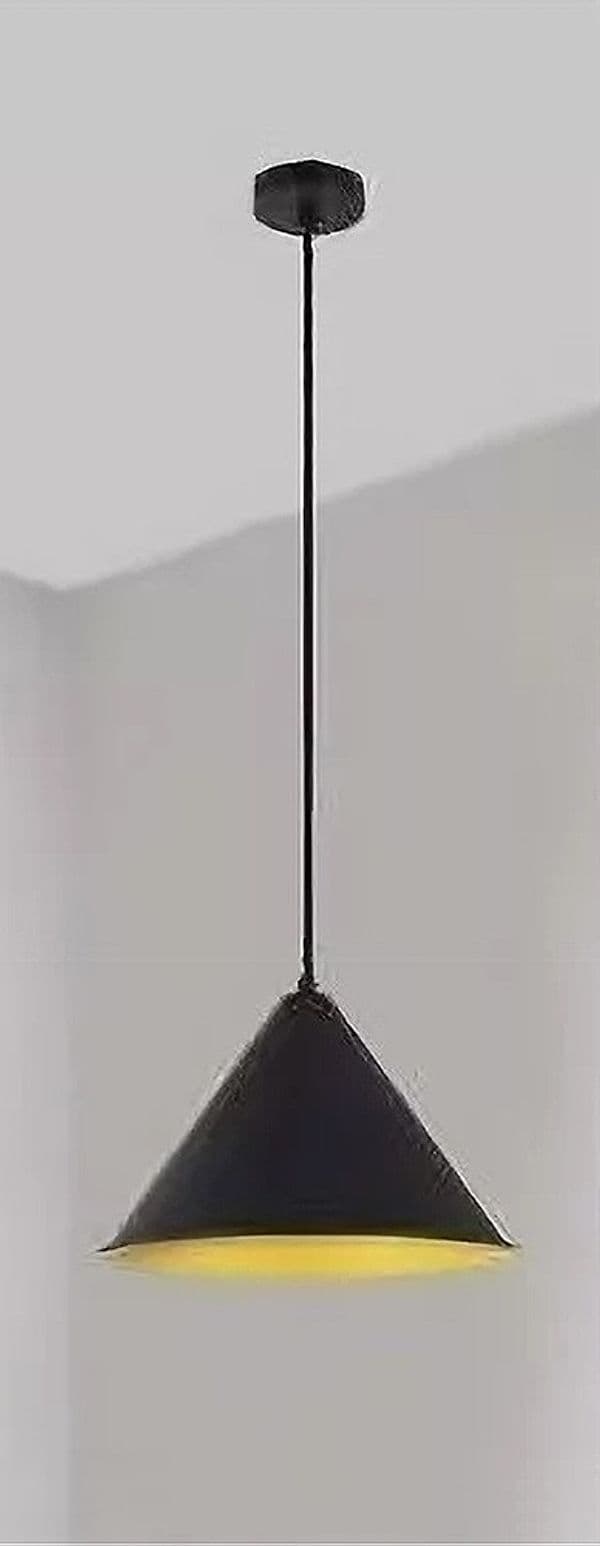 LAMPADARIO A SOSPENSIONE E27 FERRO PARALUME MODERNO CONTEMPORANEO CONO NERO ORO 33351 - 4