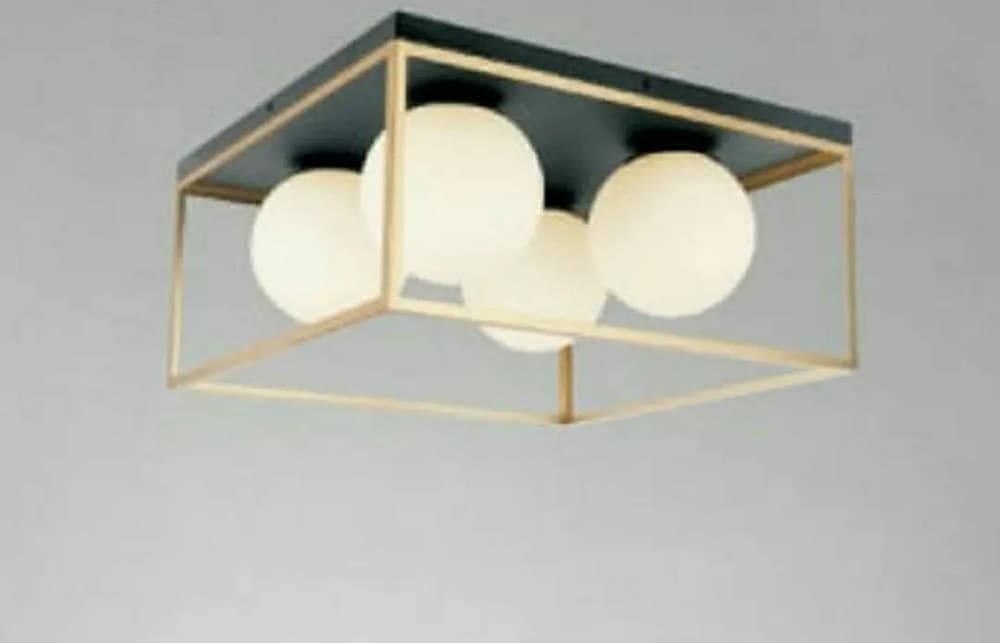 LAMPADARIO MODERNO NERO ORO A SOFFITTO PLAFONIERA QUADRATA E27 NORDICO 4 SFERE 32699 - 5