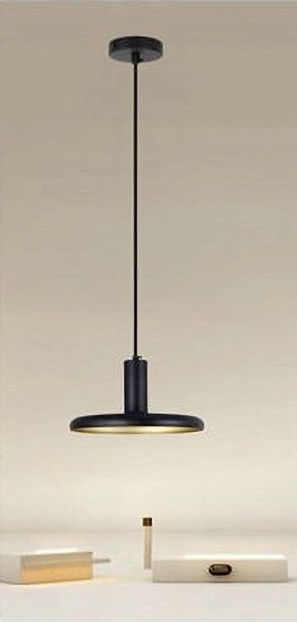 LAMPADARIO A SOSPENSIONE DESIGN MODERNO CON PARALUME IN FERRO NERO ORO E27 IP20 33757 - 4