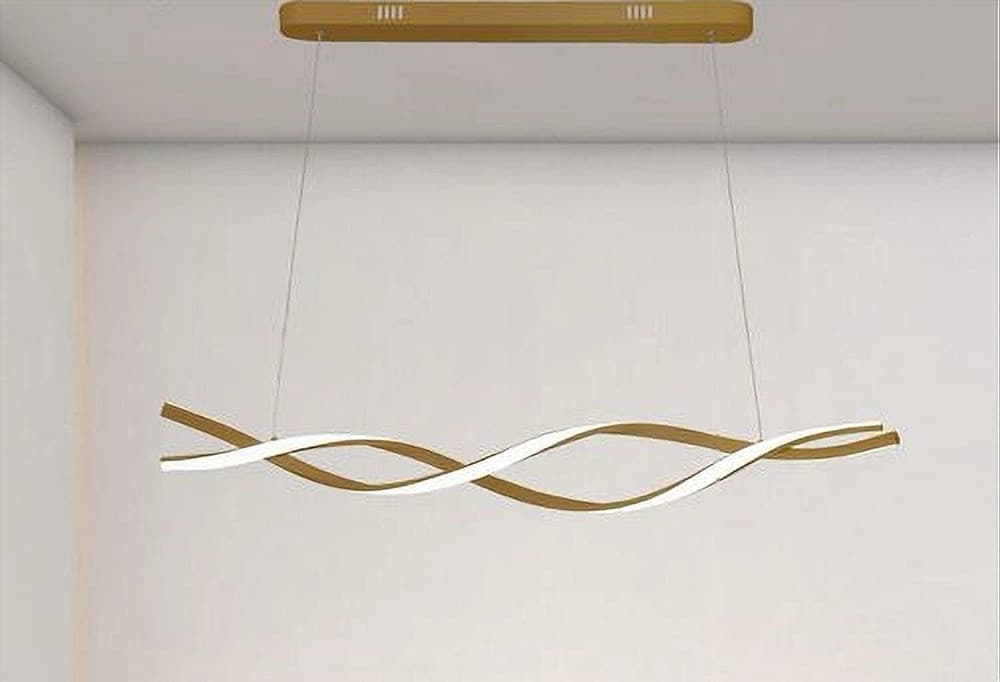 LAMPADARIO LED A SOSPENSIONE 48W ORO SPIRALE ONDULATO VORTICE INTRECCIATO LUCE 6500K 32514 - 4