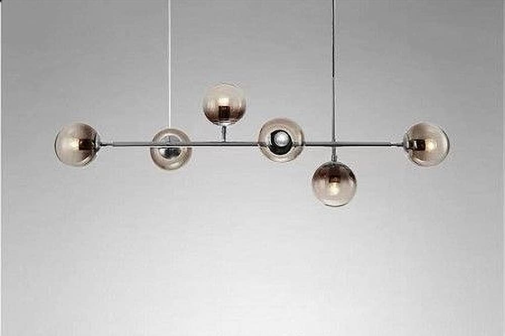 LAMPADARIO SOSPENSIONE 6 SFERE ATTACCO E27 IN VETRO LAMPADA IN METALLO ARGENTO 71652 - 5