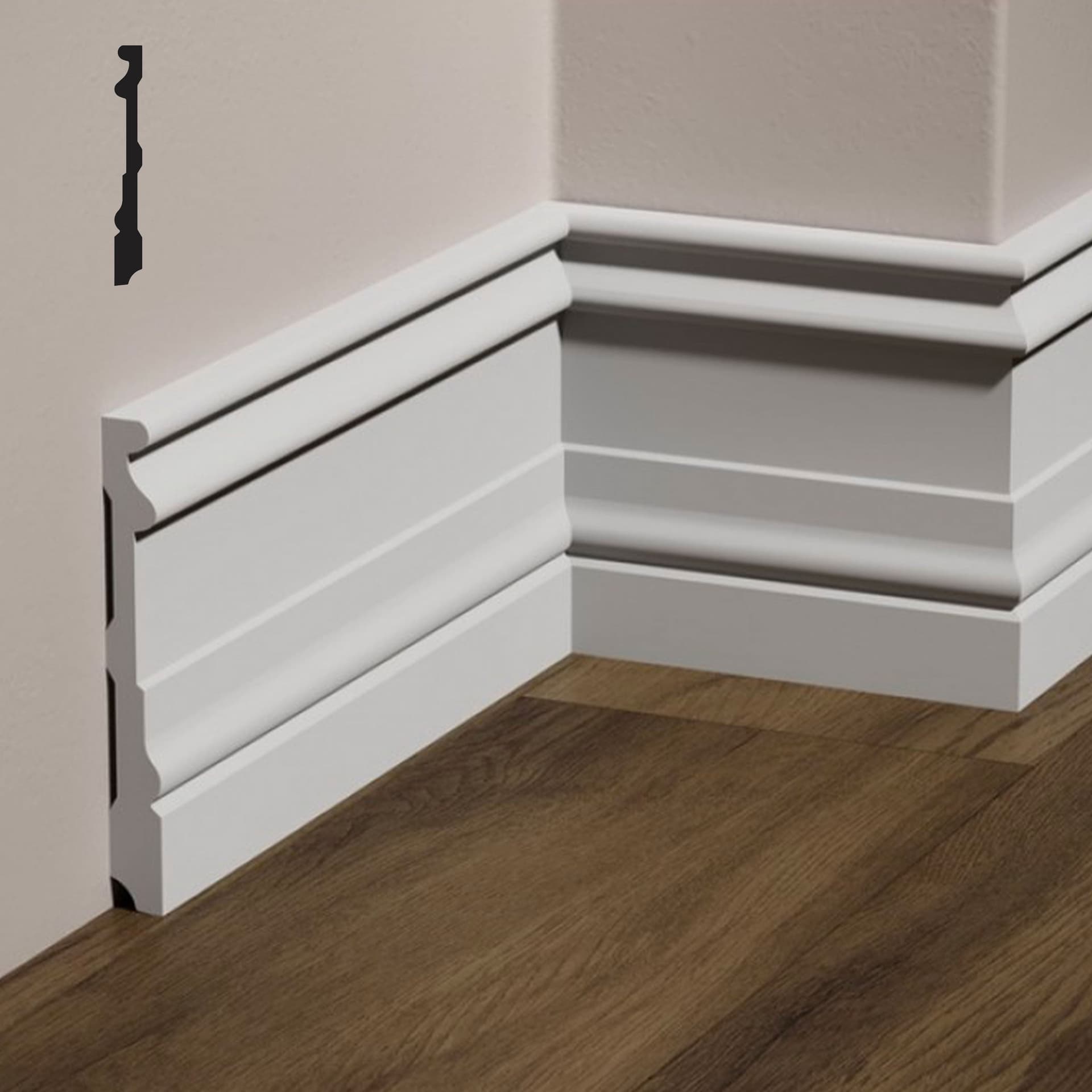 bancale da 64,8ml di Battiscopa REGALE in POLIMERI FeelingWood-HD 150x17mm - BIANCO - 3