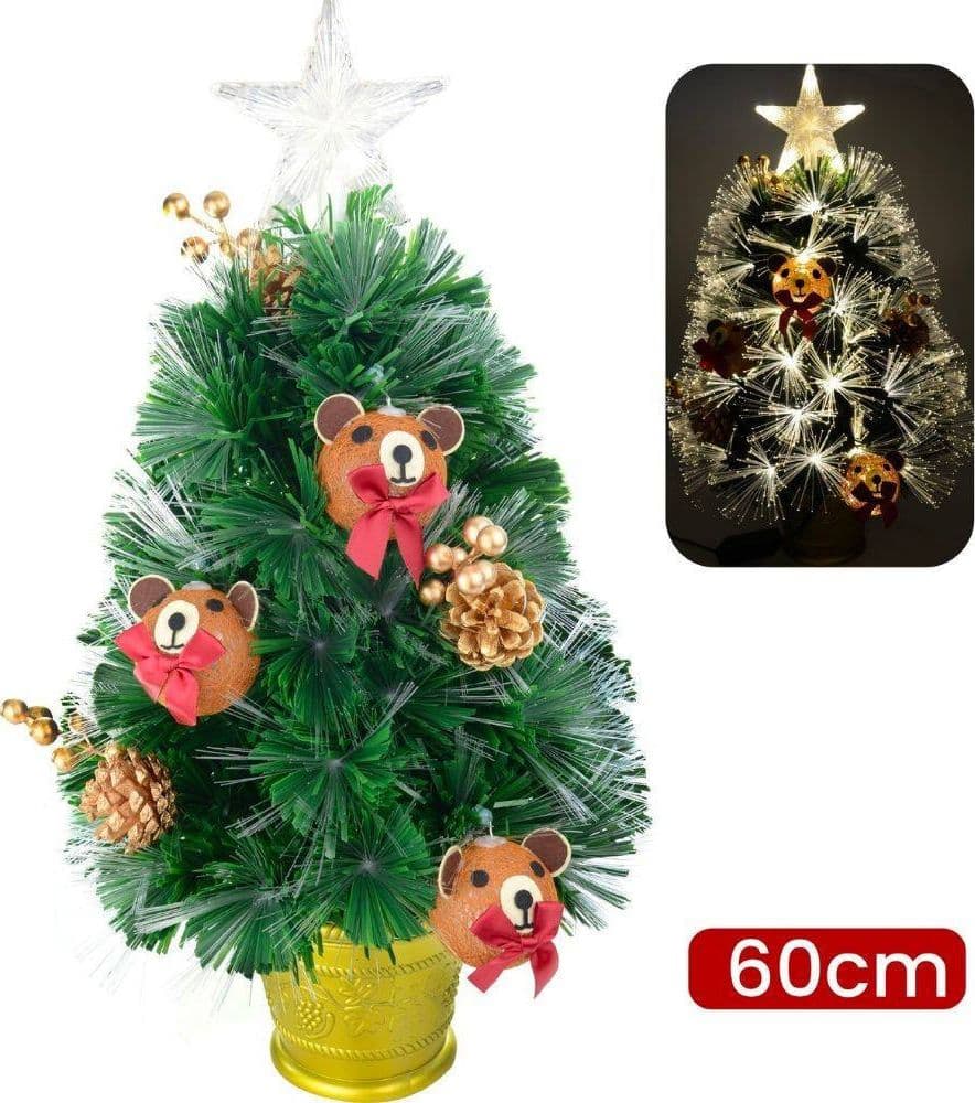 ALBERO DI NATALE MINI 60 CM CON DECORI PALLINE ORSETTO E LUCI INCLUSE PIGNE