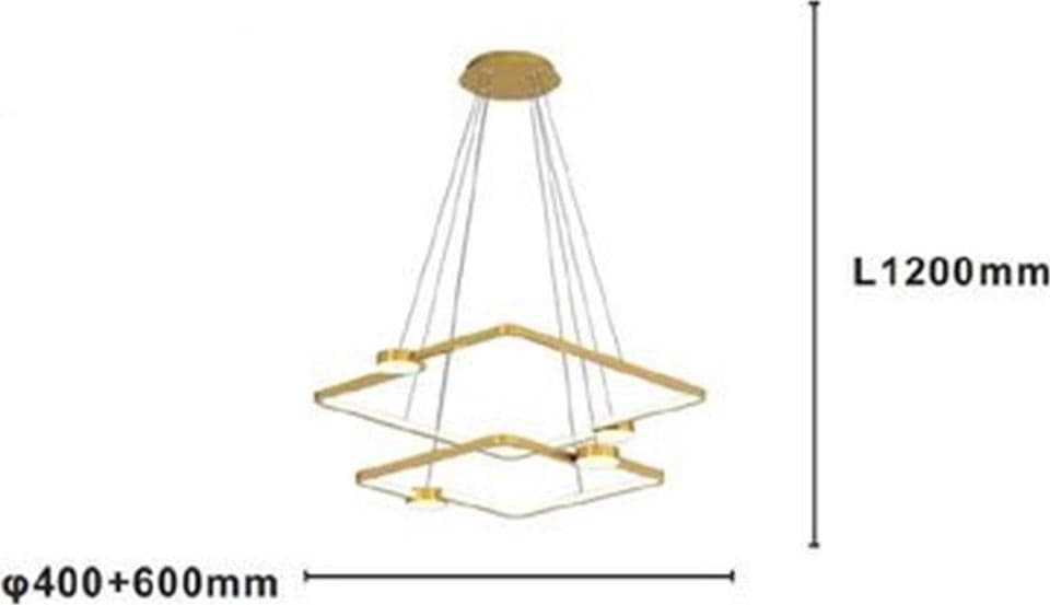 LAMPADARIO A SOSPENSIONE LED 60W 2 QUADRATI CON TELECOMANDO DESIGN MODERNO ORO 71200 - 4
