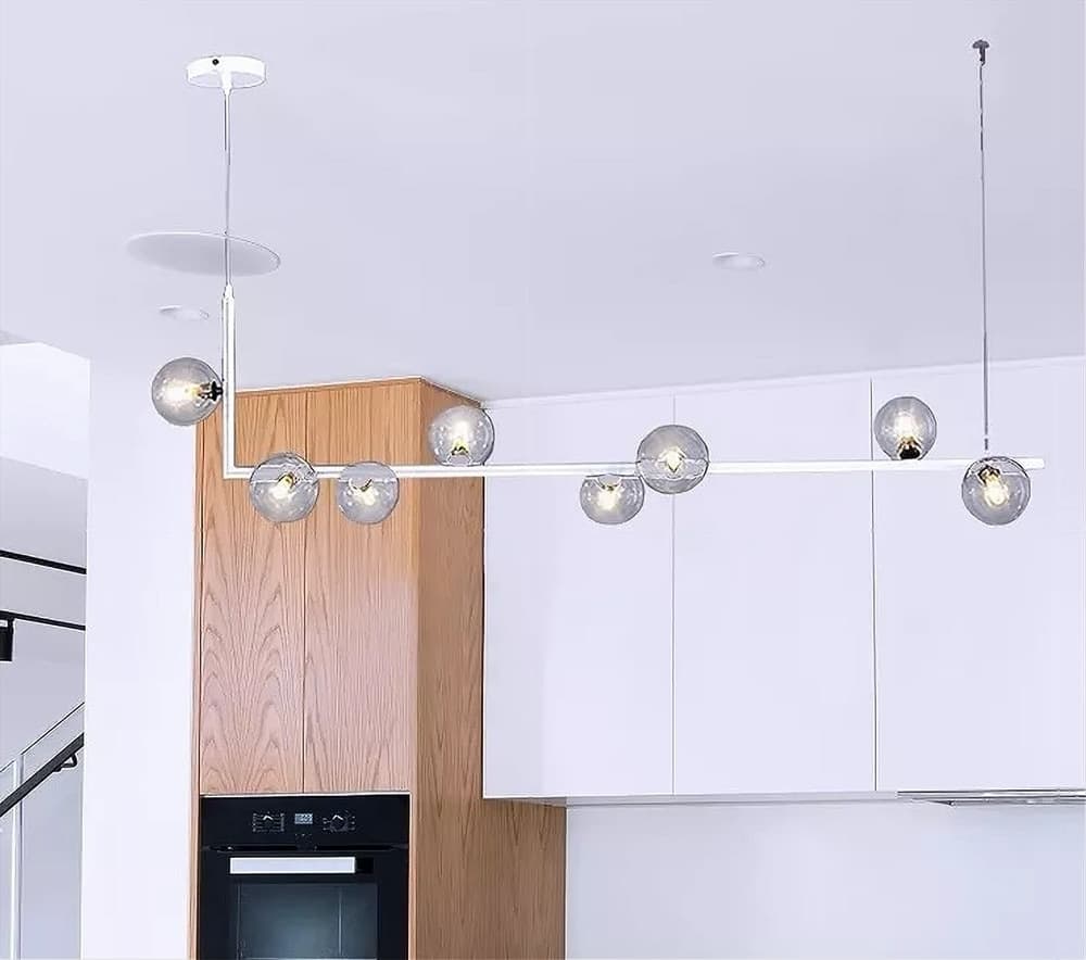 LAMPADARIO 8 SFERE G9 IN VETRO DA SOFFITTO IN METALLO BIANCO DESIGN MODERNO 71614 - 4