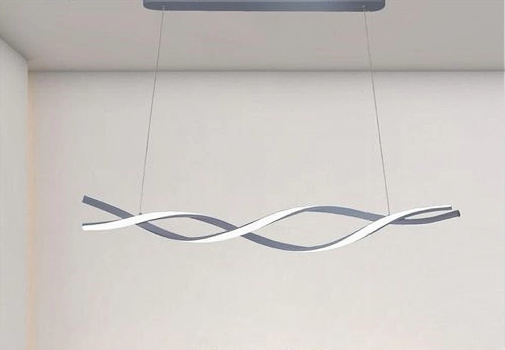 LAMPADARIO LED SOSPENSIONE 48W ARGENTO SPIRALE ONDULATO VORTICE INTRECCIATO LUCE 6500K 32538 - 4