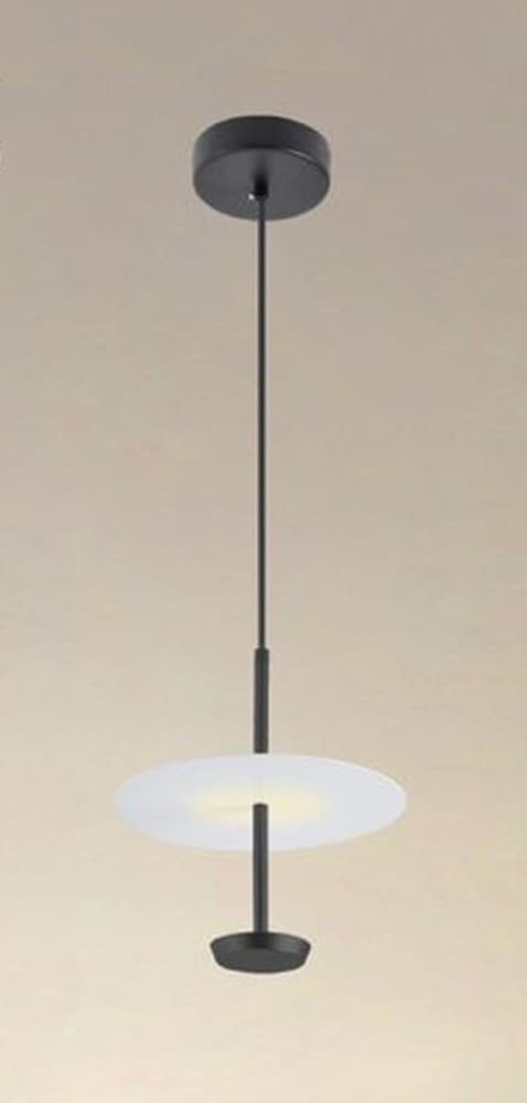 LAMPADARIO A SOSPENSIONE LUCE 4000K LED 12W DISCO PARALUME PIATTO NERO ROTONDO 33115 - 4