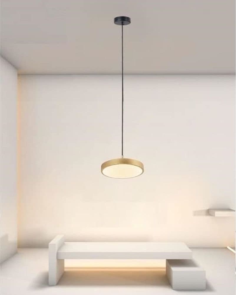LAMPADARIO A SOSPENSIONE LED 40W ORO CERCHIO TONDO MODERNO MINIMAL LUCE 4000K 32910 - 5